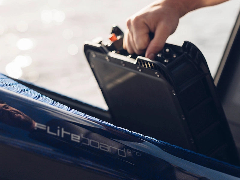Flitecell battery being fitted into a Fliteboard deck