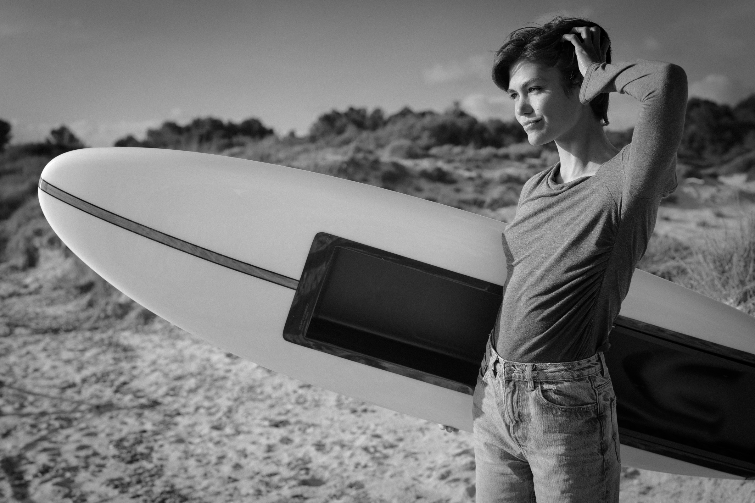 Electric surfboard rider on open water