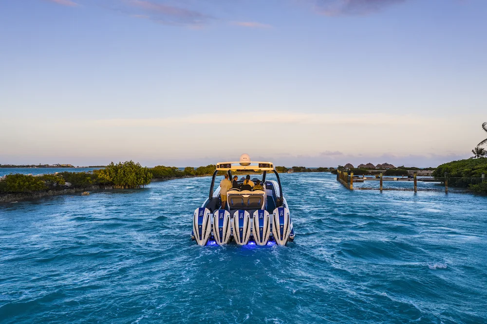 MTI running through a channel on a group run