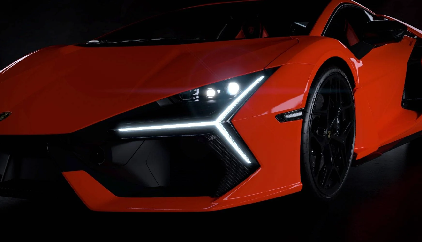 Y-shaped LED headlight of the Lamborghini Revuelto