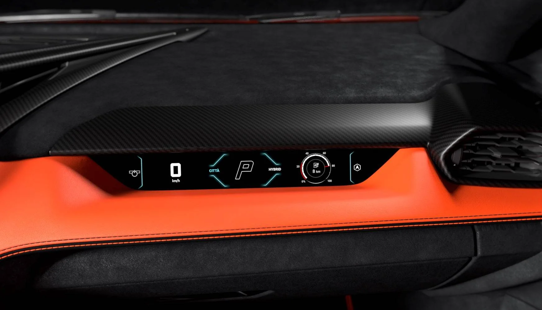 Passenger-side display in the Lamborghini Revuelto dashboard